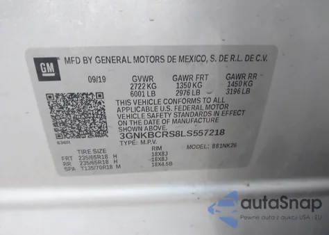 2020 Chevrolet Blazer Fwd 2Lt from USA, damaged, VIN 3GNKBCRS8LS557218